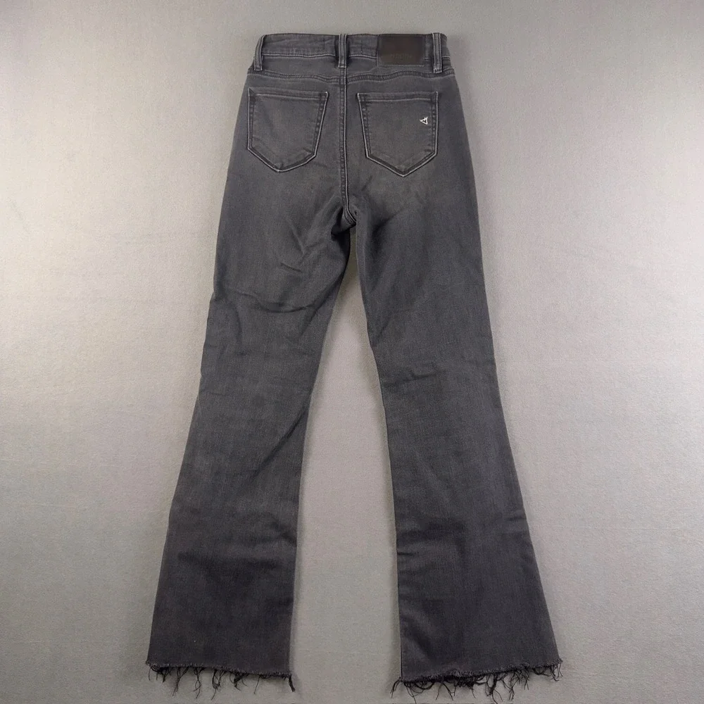 Hidden Jean High Rise Button Fly Flare Raw Hem Washed Black Denim HD3811C-BLK 25